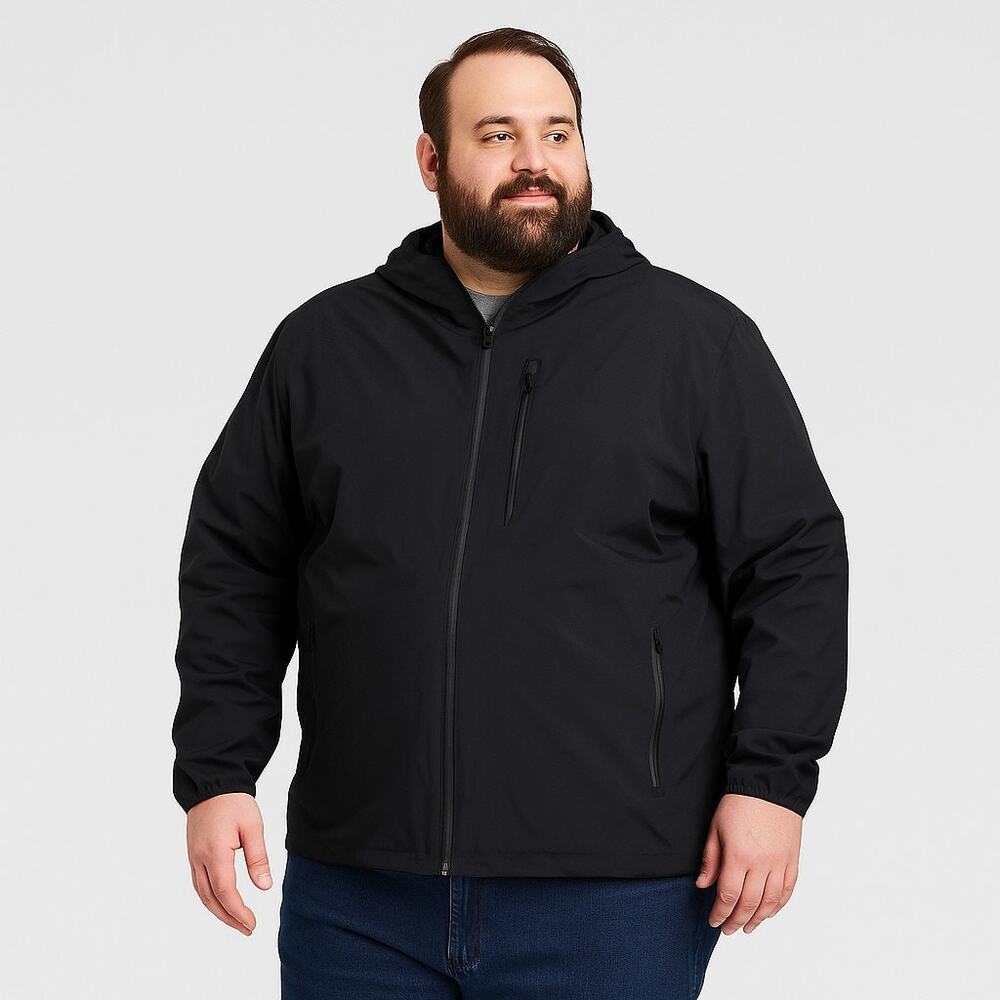 All In Motion Men’s XXXL Black Full-Zip Hooded Jacket Light Weight NWT